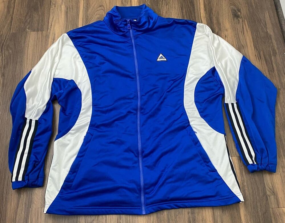 VTG Y2K Adidas colorblock 3-stripe athletic performance track jacket, L